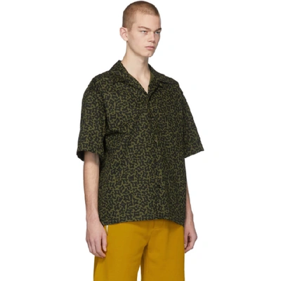 Shop Marni Green And Black Camo Cells Shirt In Cav69 Green