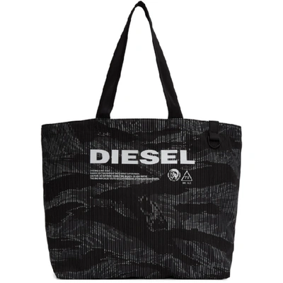 Shop Diesel Black And Grey D-thisbag Shopping Tote In H7841 Blkgr