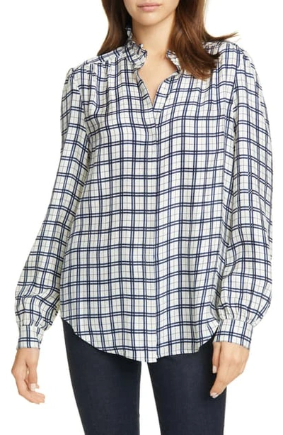 Shop Joie Mintee Plaid Blouse In Winter White