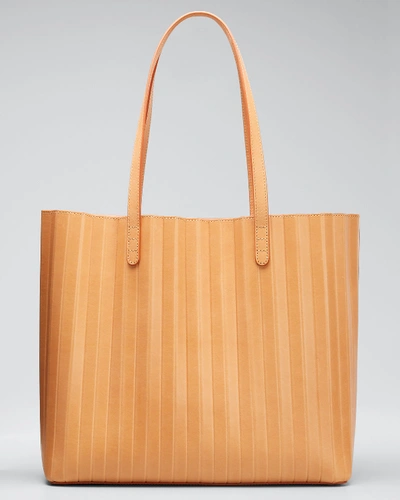 Shop Mansur Gavriel Vegetable-tanned Pleated Tote Bag In Beige