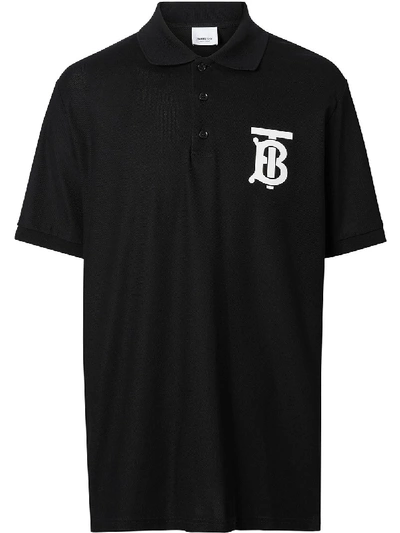 Shop Burberry Tb Motif Polo Shirt In Black