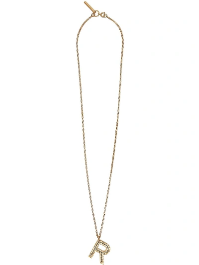 Shop Burberry R Alphabet Charm Necklace In Gold