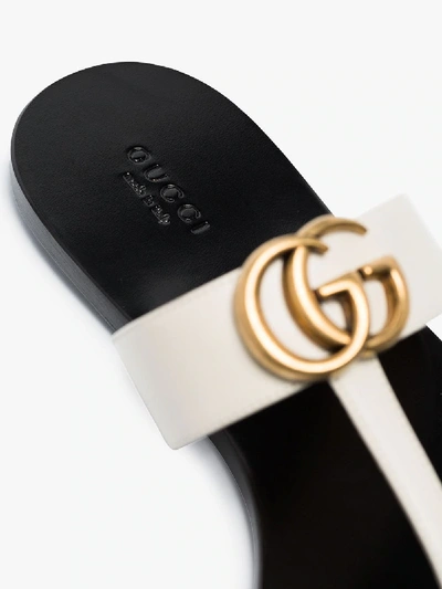 Shop Gucci White Gg Marmont Thong Sandals