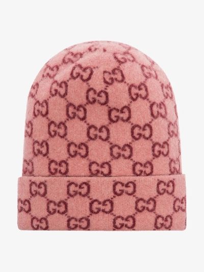 Shop Gucci Womens Pink Gg Wool Beanie Hat
