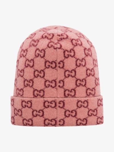 Shop Gucci Womens Pink Gg Wool Beanie Hat