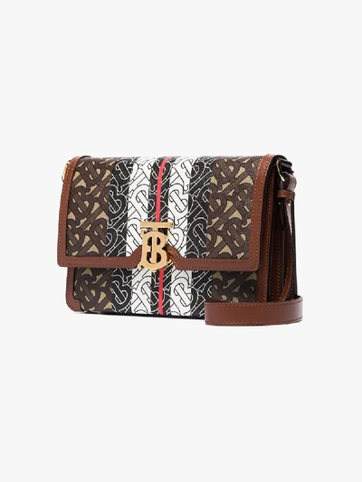 Shop Burberry Brown Albion Monogram Print Leather Mini Bag