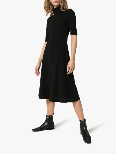 Shop Rosetta Getty Turtleneck Flared Midi Dress In Black