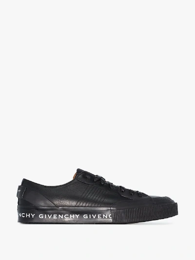 Shop Givenchy Black Tennis Light Leather Low Top Sneakers