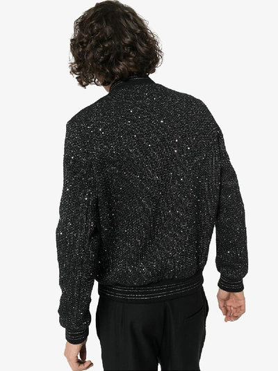 Shop Saint Laurent Teddy Tweed Bomber Jacket In Black