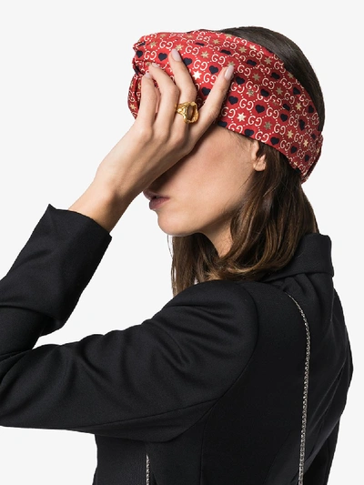 Shop Gucci Womens Red Printed Silk Headband