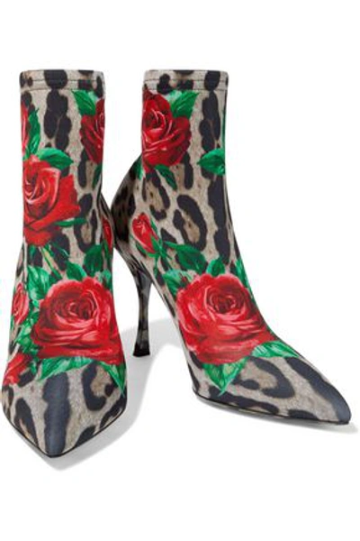 Shop Dolce & Gabbana Lori Printed Stretch-knit Sock Boots In Animal Print