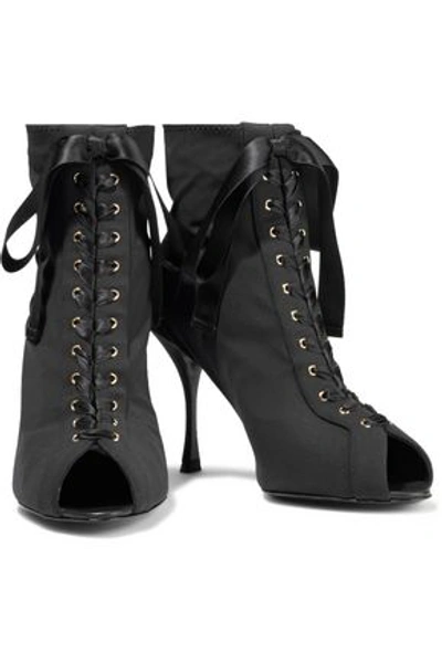 Shop Dolce & Gabbana Lace-up Stretch-knit Sock Boots In Black