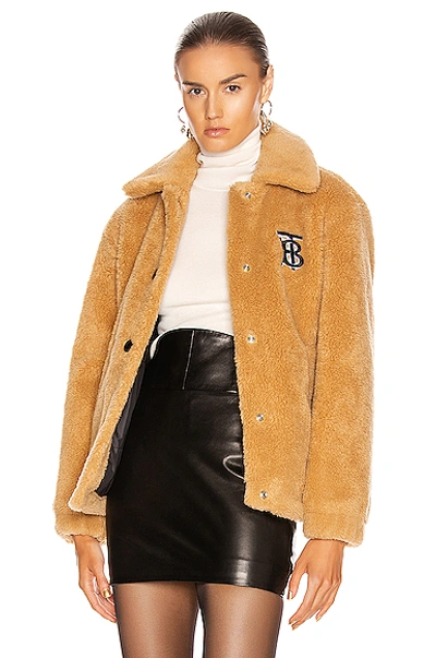 Shop Burberry Fleece Jacket In Camel