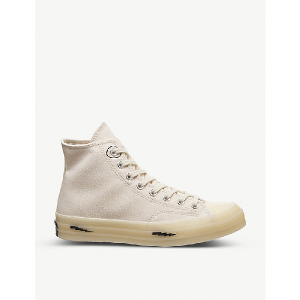 cream canvas trainers