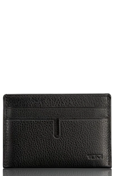 Shop Tumi Leather Money Clip Card Case In Black Textured