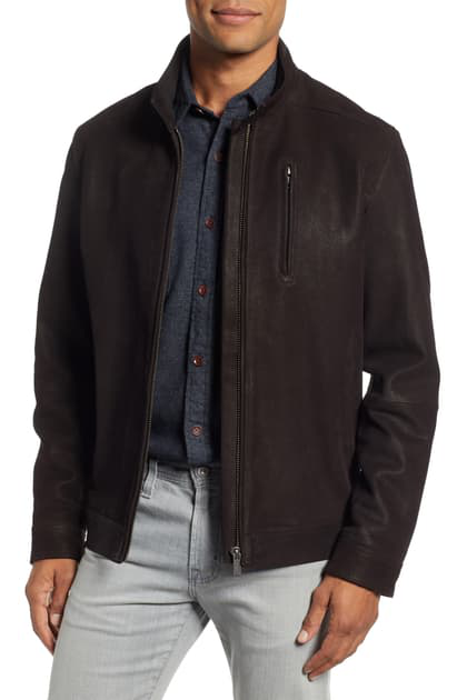 distressed leather bomber jacket