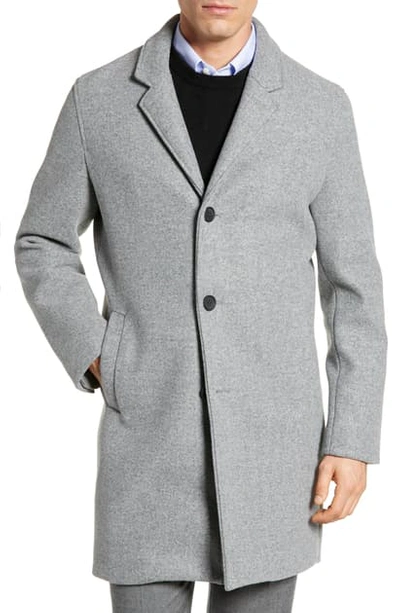 Shop Cole Haan Regular Fit Stretch Wool Coat In Grey