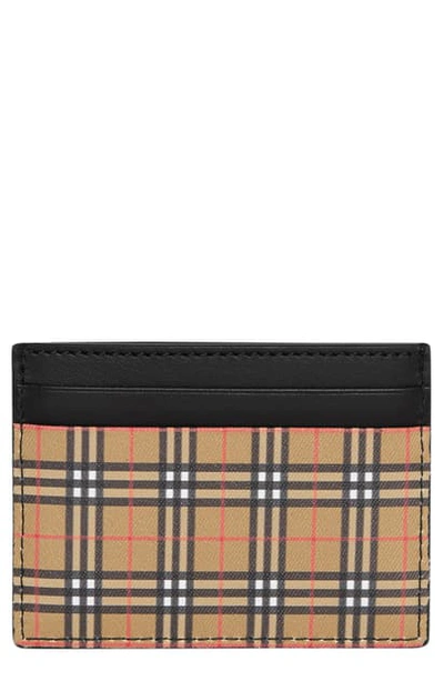 Shop Burberry Sandom Check Card Case - Yellow In Antique Yellow/ Black