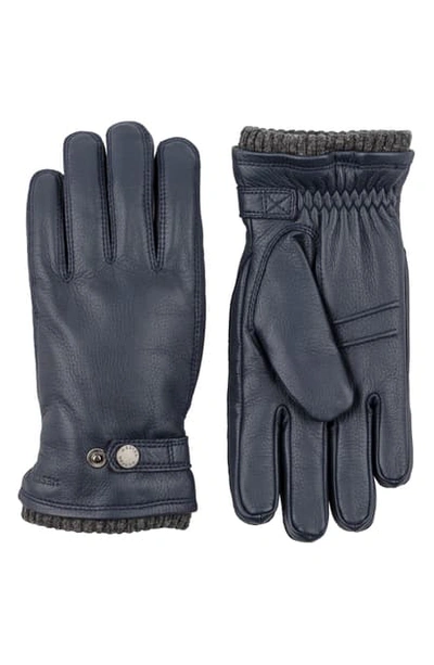 Shop Hestra Utsjo Leather Gloves In Midnight