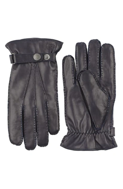 Shop Hestra Jake Leather Gloves In Navy