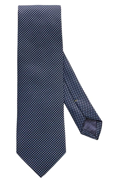 Shop Eton Solid Silk Tie In Navy