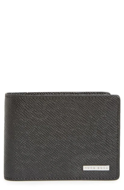 Shop Hugo Boss 'signature' Bifold Calfskin Leather Wallet In Black