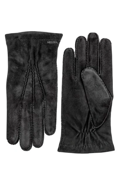 Shop Hestra 'arthur' Suede Gloves In Black