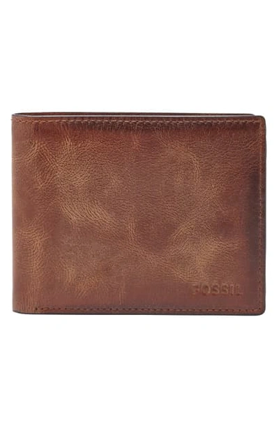 Shop Fossil 'derrick' Rfid Leather Bifold Wallet In Brown