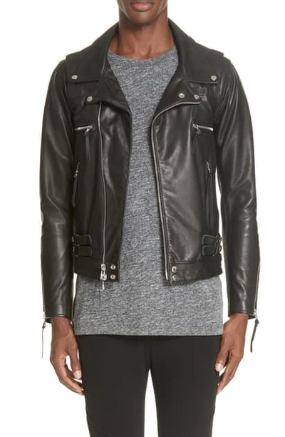 Shop John Elliott Riders Slim Fit Leather Jacket In Black