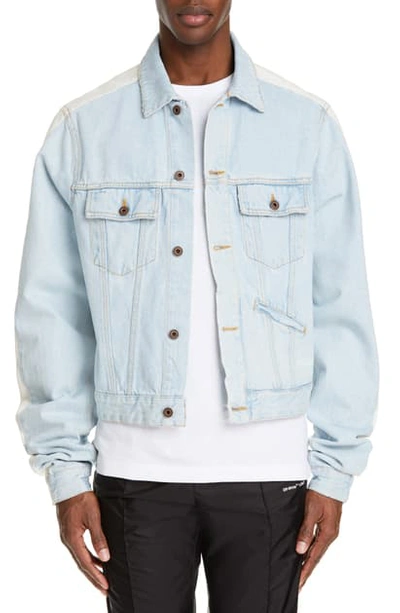 Shop Off-white Exaggerated Sleeve Denim Jacket In Bleach