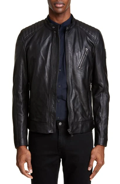 Shop Belstaff V Racer Trim Fit Leather Jacket In Black