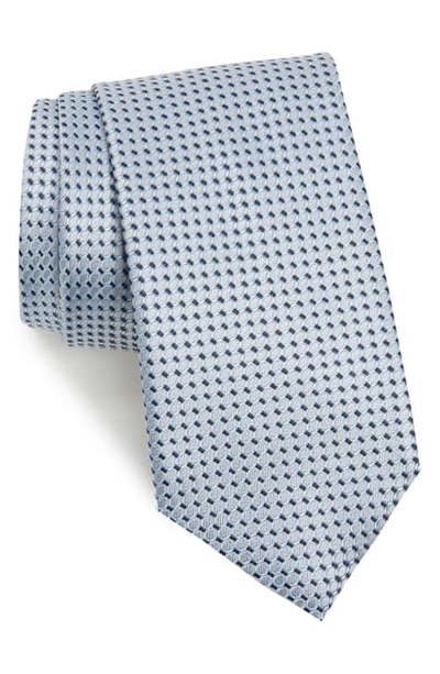 Shop Brioni Grid Silk Tie In Navy/ Grey