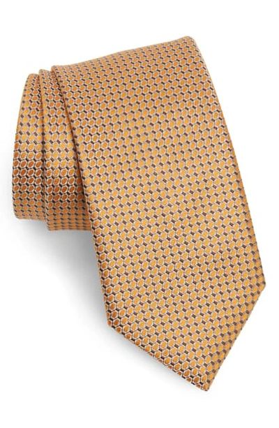 Shop Brioni Grid Silk Tie In Orange/ Bro