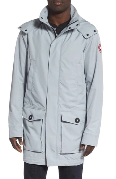 Shop Canada Goose Crew Trench Jacket With Removable Hood In Fog