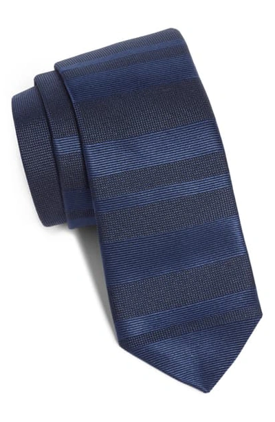 Shop Title Of Work Stripe Silk Tie In Navy