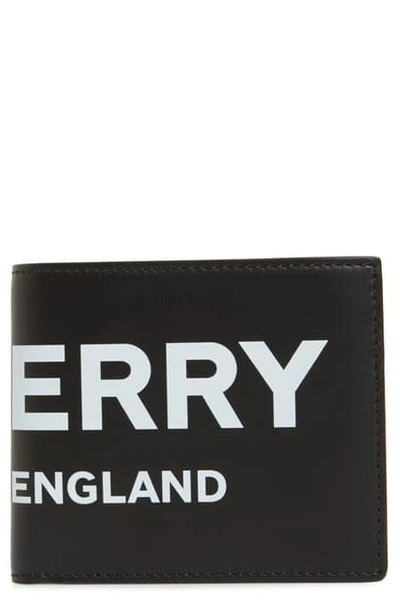 Shop Burberry Logo Leather Wallet In Black
