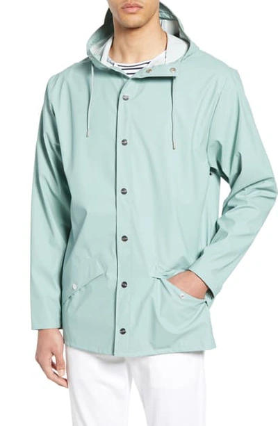Shop Rains Lightweight Hooded Rain Jacket In Dusty Mint