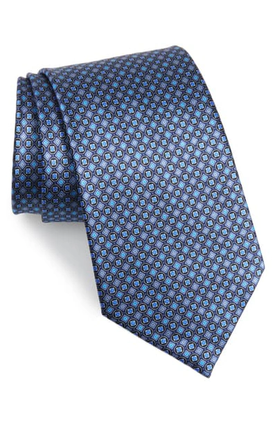 Shop Ermenegildo Zegna Geometric Silk Tie In Blue