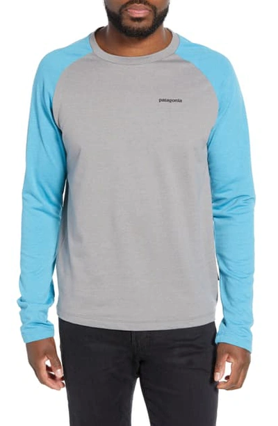 Shop Patagonia P-6 Logo Regular Fit Lightweight Sweatshirt In Feather Grey/ Mako Blue