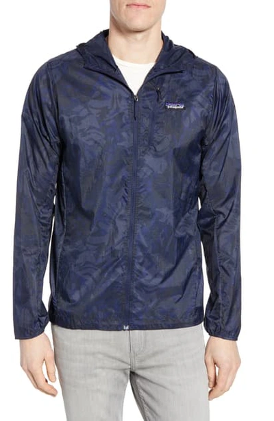 Shop Patagonia Houdini Water Repellent Hooded Jacket In Tarkamo Classic Navy