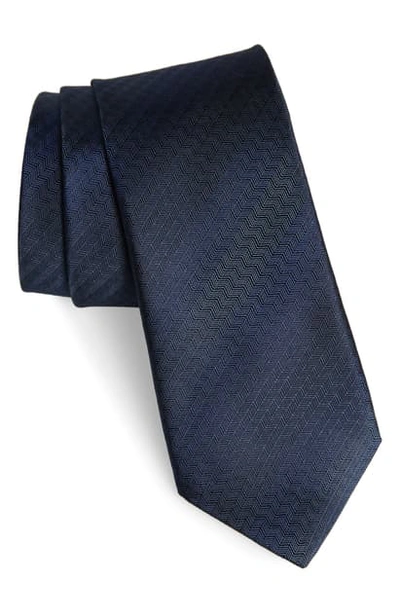 Shop John Varvatos Herringbone Cotton & Silk Tie In Capri Blue