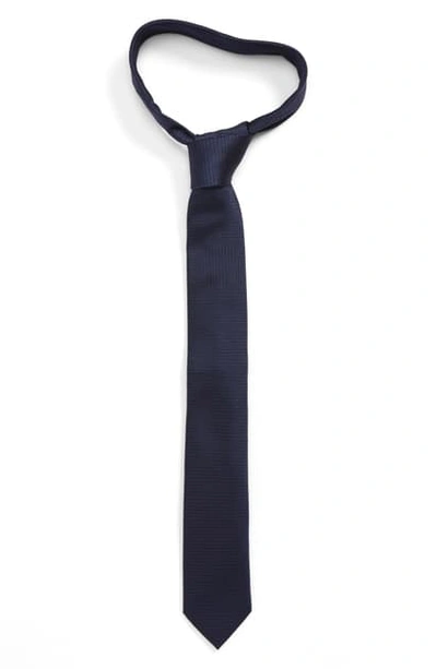Shop Title Of Work Stripe Silk Tie In Navy/ Black