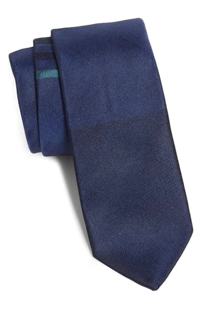 Shop Title Of Work Contrast Stripe Silk & Cotton Tie In Blue/ Purple