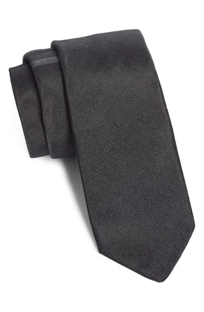 Shop Title Of Work Contrast Stripe Silk & Cotton Tie In Black/ Grey