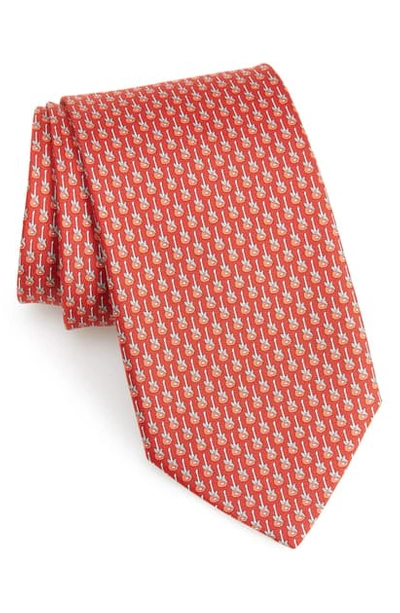 Shop Ferragamo Print Silk Tie In F.rosso