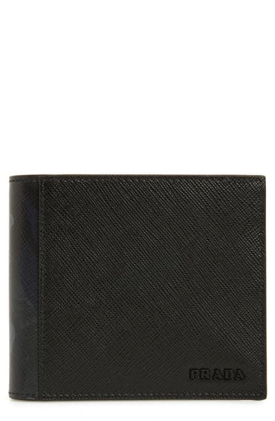 Shop Prada Camo Print Saffiano Leather Wallet In Black