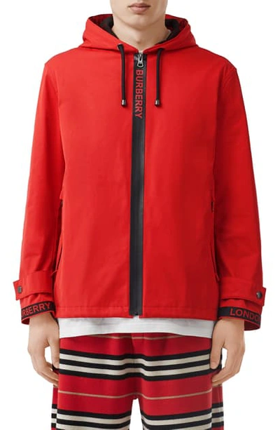 Shop Burberry Everton Hooded Jacket In Bright Red