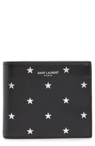 Shop Saint Laurent Metallic Star Leather Wallet - Black