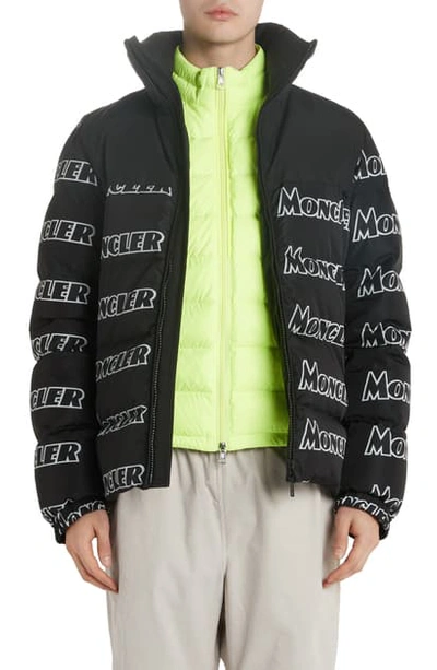 Shop Moncler Faiveley Logo Down Puffer Jacket In Grey