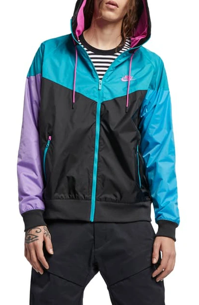 Shop Nike Sportswear Windrunner Jacket In Black/teal/purple/fuchsia